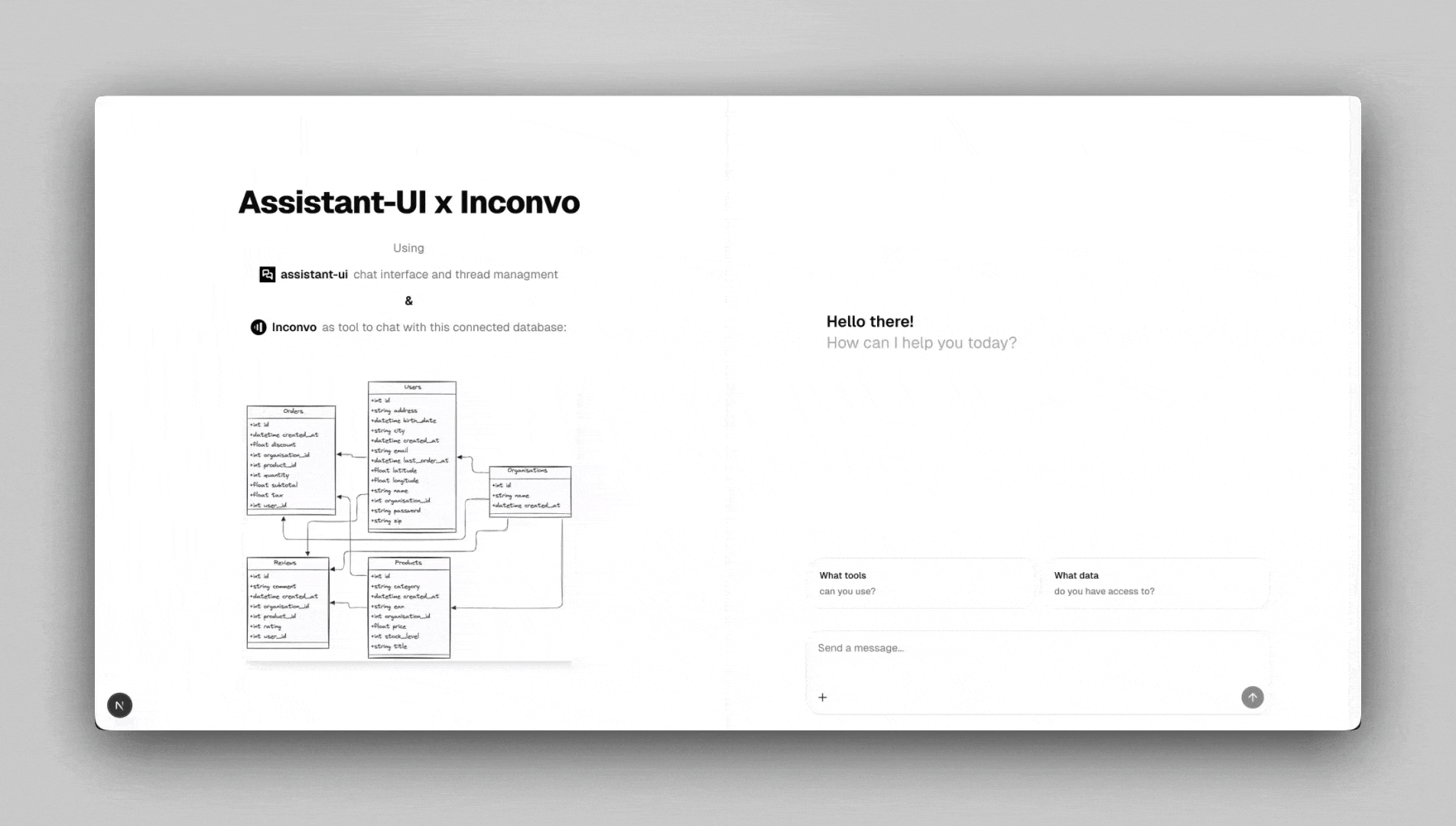 Assistant UI with Inconvo demo