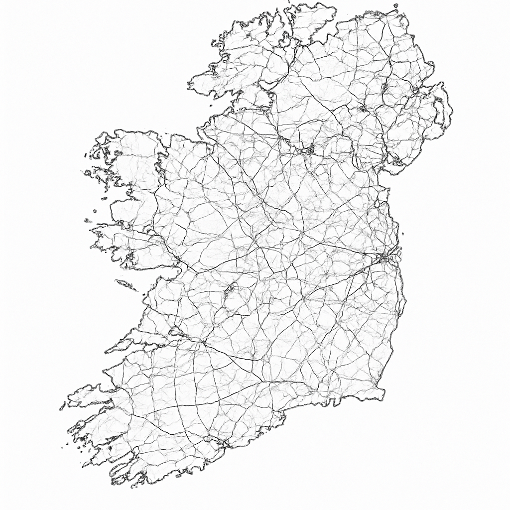 Ireland map with road network
